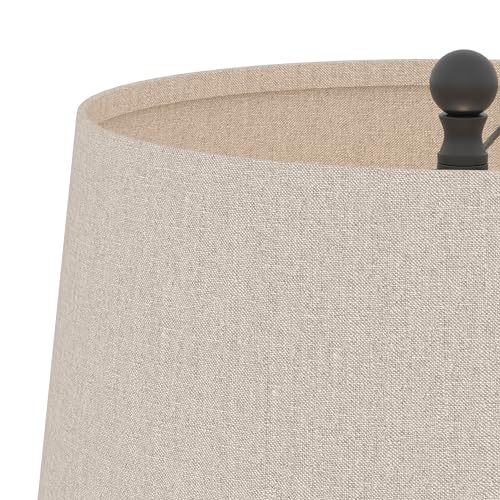 HIGHTRY Table Lamps Set of 2 for Living Room, Black Buffet Lamps, Metal Nightstand Lamps with Fabric Shade, 26” Tall Beside Desk Lamps for Bedroom, Living Room, Kids, Home Office