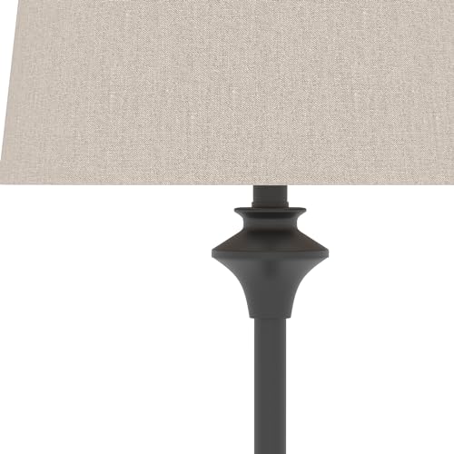HIGHTRY Table Lamps Set of 2 for Living Room, Black Buffet Lamps, Metal Nightstand Lamps with Fabric Shade, 26” Tall Beside Desk Lamps for Bedroom, Living Room, Kids, Home Office