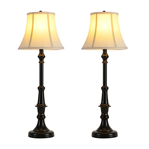 Smeike 2 Pack Vintage Style Table Lamp, Buffet Table Lamp,Traditional Bedside Lamps, Tall Table Lamp Set of Two for Living Room, Bedroom