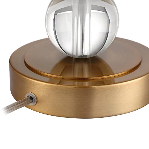 Vienna Full Spectrum Halston Modern Buffet Table Lamps Set of 2 with Dimmer 32 1/2" Tall Skinny Brass Metal Stacked Crystal Off-White Fabric Drum Shade Living Family Room Dining House Home Office