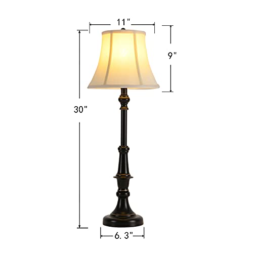 Smeike 2 Pack Vintage Style Table Lamp, Buffet Table Lamp,Traditional Bedside Lamps, Tall Table Lamp Set of Two for Living Room, Bedroom