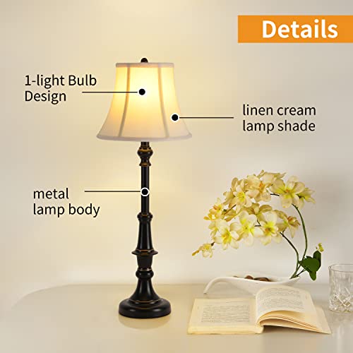Smeike 2 Pack Vintage Style Table Lamp, Buffet Table Lamp,Traditional Bedside Lamps, Tall Table Lamp Set of Two for Living Room, Bedroom