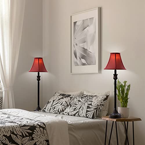 Catalina Lighting 19358-003 Brenda Buffet Table Lamps, Desk Lamp for Office, Dorm, or Bedroom, Reading Light Nightstand Lamp, LED Bulb NOT Included, 25.75", Bronze, Set of 2