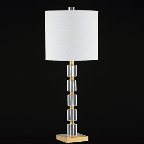 JONATHAN Y JYL5001A-SET2 Set of 2 Table Lamps Claire 28.5" Crystal LED Table Lamp Glam Bedside Desk Nightstand Lamp for Bedroom Living Room Office College Bookcase, Clear/Brass Gold