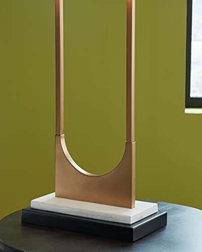 Signature Design by Ashley Malana 33" Contemporary Metal Table Lamp with Marble Base, Black & Brass