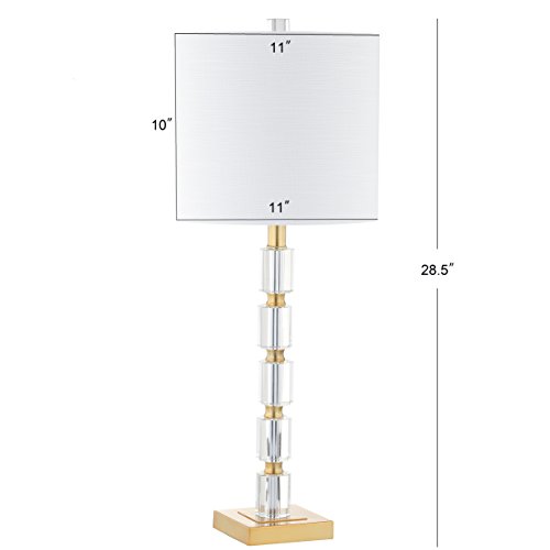 JONATHAN Y JYL5001A-SET2 Set of 2 Table Lamps Claire 28.5" Crystal LED Table Lamp Glam Bedside Desk Nightstand Lamp for Bedroom Living Room Office College Bookcase, Clear/Brass Gold
