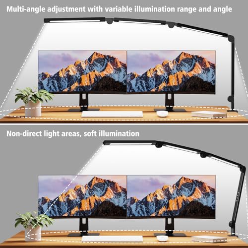 LED Desk Lamp with Clip,Flexible 4 Section 3 Light Source Office Desk Lamp,4 Color Temperatures and 5 Brightness Level Desk Light,Night Eye Protection Task Table Lamp for Home Office Studio Study Nail