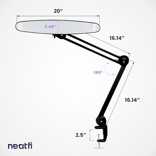 Neatfi XL 2,200 Lumens LED Task Lamp, 24W Super Bright Desk Lamp, 117 Pcs SMD LED, 4 Level Brightness, Dimmable, Task LED Light for Home, Office, Workbench (Non-CCT, Black)