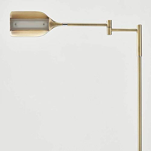 Brightech Leaf Pharmacy LED Reading Lamp, Dimmable Floor Lamp with Easy Rotation over Chair or Desk for Living Rooms & Offices, Adjustable Standing Tall Lamp, For Sewing & Crafts, Antique Brass (Gold)