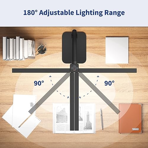 Kaulsoue Desk Lamp Architect Task Dual Head Modern Flexible Gooseneck Tall Dimmable Light for Home Office, 5 Color Modes,Remote Control, 1500lm 24W Extra Bright Lighting