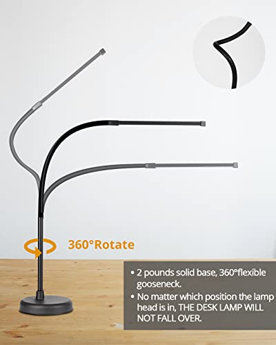 CIVHOM LED Desk Lamp, Swing Arm Architect Task Lamp with Long Flexible Gooseneck, 3 Color Modes, and USB Adapter, Dimmable Desk Light for Home/Office/Drafting/Reading/Piano