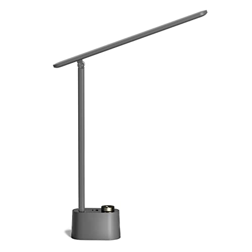 Honeywell HWT-H01 LED Desk Lamp Dimmable Table Lamp with USB A+C Dual Charging Port Eye-Caring Foldable Desk Light with 3 Color Modes for Home Office Bedroom Reading Study Work Sunturalux (Gray)