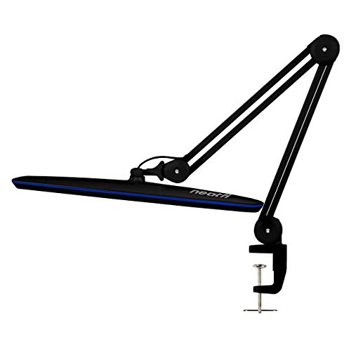 Neatfi XL LED Task Lamp with Clamp, 2,200 Lumens, 24W, 117 SMD LED, 23 Inches Ultra Wide, 4-Level Dimmable Brightness, Eye-Caring, Glare-Free, Adjustable Arm (Black)