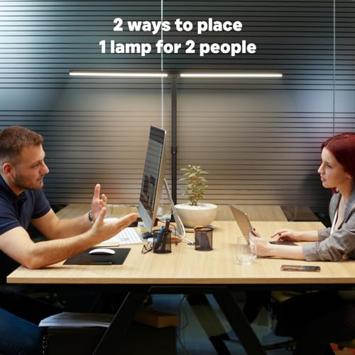 APMIEK LED Desk Lamp for Home Office, 24W Remote Control Computer Desk Light Bright Desktop Lamp Multi Lighting Modes Dimmable Clamp Desk Lighting for Work with Adjustable Gooseneck, Double Head,Black