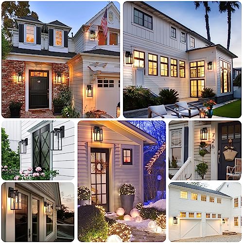 MAXvolador Outdoor Wall Sconce, Exterior Waterproof Wall Lantern Light Fixtures, Black Porch Lights with Toughened Glass, Anti-Rust Wall lamp, 2 Pack