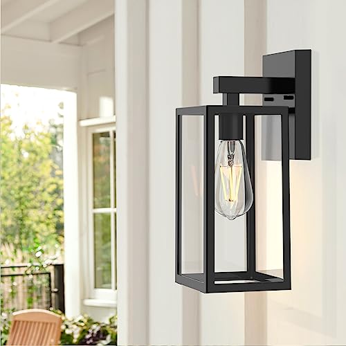 MAXvolador Outdoor Wall Sconce, Exterior Waterproof Wall Lantern Light Fixtures, Black Porch Lights with Toughened Glass, Anti-Rust Wall lamp, 2 Pack