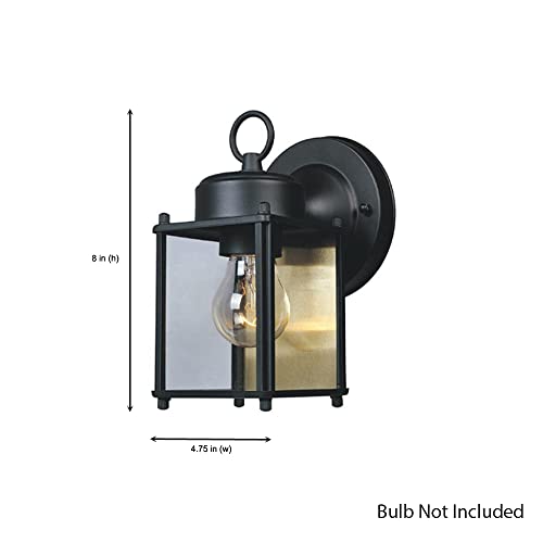 Designers Fountain Outdoor Wall Mount Lantern Sconce, Black Finish, Weather Resistant, Clear Glass, Porch Light, Exterior Lighting Fixture, Outdoor Lights for House, Patio, Garage, 1161-BK