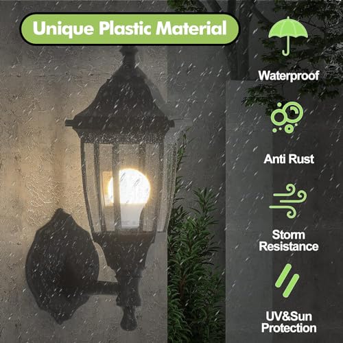 EMART Outdoor Porch Light LED Exterior Wall Light Fixtures, Special Handling Anti-Corrosion Plastic Material, Waterproof Security Lamp for Wall, Garage, Front Porch - 2 Pac