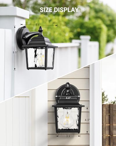 DEWENWILS 2 Pack Dusk to Dawn Outdoor Wall Light Fixture, Wall Lantern Porch Light with Glass Shade, Waterproof Outdoor Wall Sconce Lamp for Garage, Backyard (Classic)