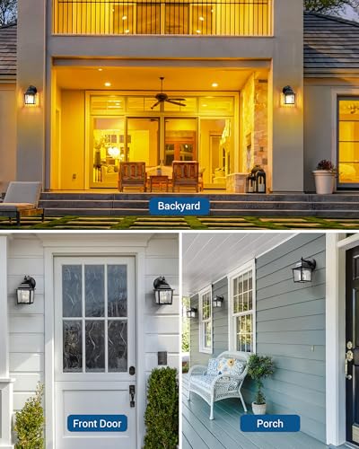 DEWENWILS 2 Pack Dusk to Dawn Outdoor Wall Light Fixture, Wall Lantern Porch Light with Glass Shade, Waterproof Outdoor Wall Sconce Lamp for Garage, Backyard (Classic)