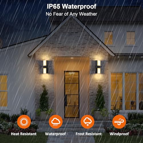XMCOSY+ Outdoor Wall Lights, 1400LM Smart RGBCW Porch Lights Outdoor Exterior House LED Wall Lighting, WiFi APP Control, Compatible with Alexa, Adjustable Dual-Head IP65 Waterproof Wall Sconces (2PK)