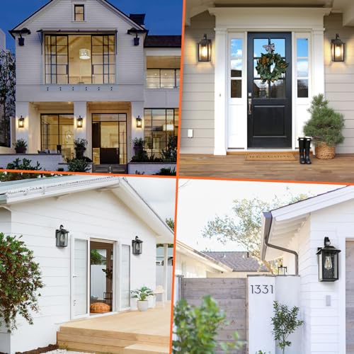 Brightever 2-Pack Outdoor Wall Lights, Exterior Wall Light Fixtures with Seeded Glass&E26 Socket, Anti-Rust Outdoor Lamps for Patio, Waterproof Wall-Mounted Lighting for Front Door(Bulb Not Included)
