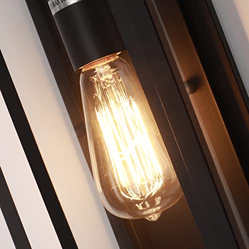 mirrea 14" Classic Outdoor Wall Sconce 1 Light in Matte Black Rectangular Metal Frame and Clear Glass Shade Waterproof Porch Light Patio Light Pack of 2