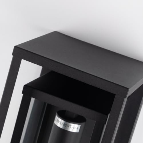 mirrea 14" Classic Outdoor Wall Sconce 1 Light in Matte Black Rectangular Metal Frame and Clear Glass Shade Waterproof Porch Light Patio Light Pack of 2
