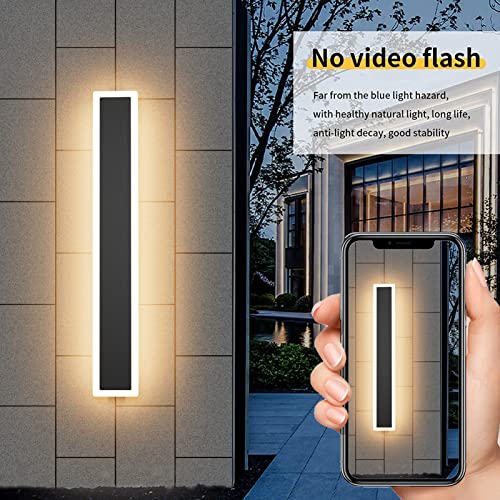 Aipsun 2 Pack Outdoor LED Wall Light,23.6 inch LED Modern Porch & Patio Wall Sconce Black Exterior Lights Wall Light for Living Room,Garage,Bathroom(Warm Light 3000K)