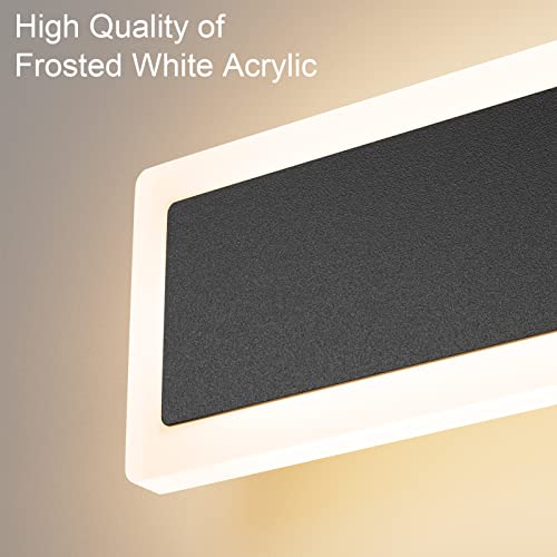 Aipsun 2 Pack Outdoor LED Wall Light,23.6 inch LED Modern Porch & Patio Wall Sconce Black Exterior Lights Wall Light for Living Room,Garage,Bathroom(Warm Light 3000K)