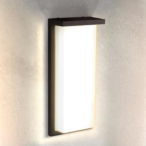 ASD LED 14 Inch Flush Mount Wall Light Fixture | 20W 1900LM 3000K-5000K 120V | 3CCT, Dimmable, Waterproof, ETL Listed | Front Exterior Sconce, Garage Lighting, Outdoor Porch Lamp | Black