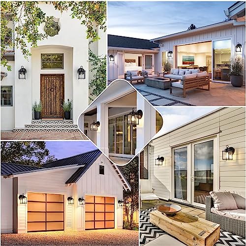 MATAMEYE Outdoor Wall Lantern, Exterior Waterproof Wall Sconce Light Fixtures, Black Front Door Wall Lighting with Clear Beveled Glass Shade, 2 Pack