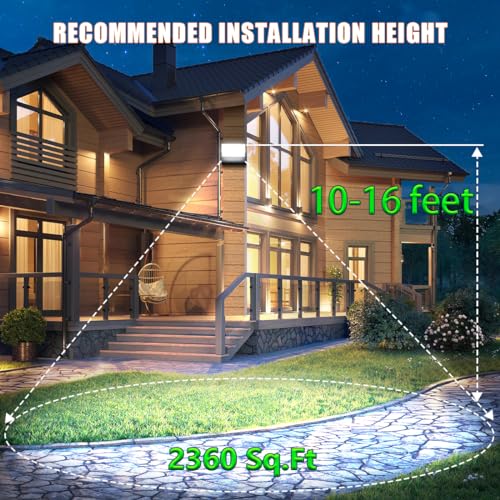 Juyace 60W LED Wall Pack Light Outdoor Commercial Flood Lighting Exterior Security Light Fixtures 360 °Rotation 5000K Porch Light for Garage Walkway Backyard Garden