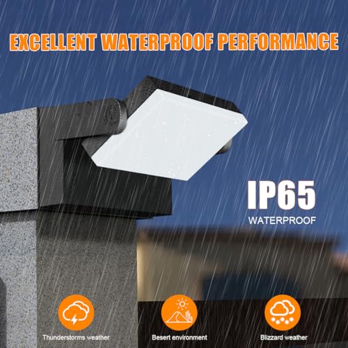 Juyace 60W LED Wall Pack Light Outdoor Commercial Flood Lighting Exterior Security Light Fixtures 360 °Rotation 5000K Porch Light for Garage Walkway Backyard Garden
