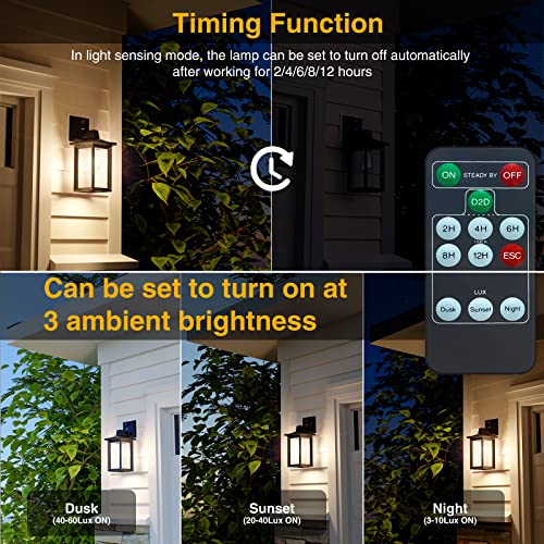 Onforu Outdoor Wall Lights, Dusk to Dawn Outdoor Lighting with Remote,Waterproof Porch Light Exterior Wall Sconce Lanterns Lighting Fixtures E26 Socket, Clear Glass Shade Anti-Rust for Porch,Garage