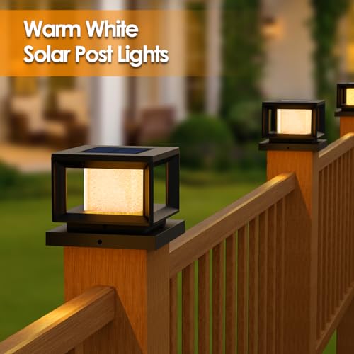 Mlambert 8 Pack Solar Post Lights Outdoor, Waterproof Fence Cap Lights for Deck, 4x4 5x5 6x6 Wooden Vinyl Outdoor Lights with Shinning Effect, Black