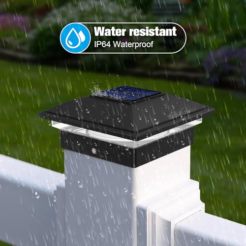 VOLISUN Solar Post Cap Light Outdoor Waterproof 6pack,Solar Fence - Post Lights for 4x4 5x5 6x6 Wooden/Vinyl Post,Deck Post Cap Light Solar Powered with Warm White for Garden/Patio/Porch