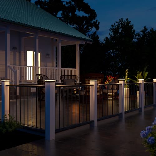 VOLISUN Solar Post Cap Light Outdoor Waterproof 6pack,Solar Fence - Post Lights for 4x4 5x5 6x6 Wooden/Vinyl Post,Deck Post Cap Light Solar Powered with Warm White for Garden/Patio/Porch