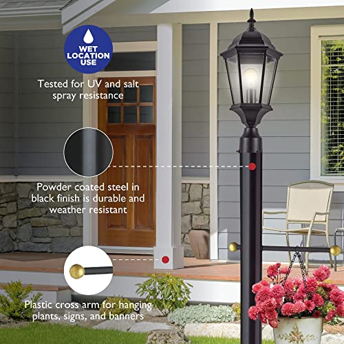 Design House 501817 Traditional Outdoor Lamp Post with Plastic Cross Arm, for Driveways and Porches, 80-Inch by 3-Inch, Black