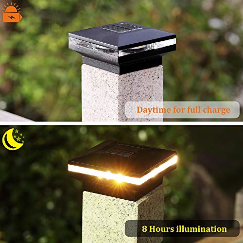 MAGGIFT 15 Lumen Outdoor Post Cap Light for Fence Deck or Patio, Warm White High Brightness SMD LED Lighting, Lamp Fits 4x4, 5x5 or 6x6 Wooden Posts, 6 Pack