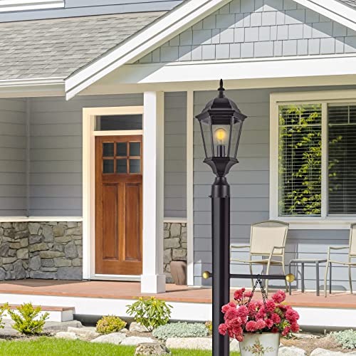 Design House 501817 Traditional Outdoor Lamp Post with Plastic Cross Arm, for Driveways and Porches, 80-Inch by 3-Inch, Black