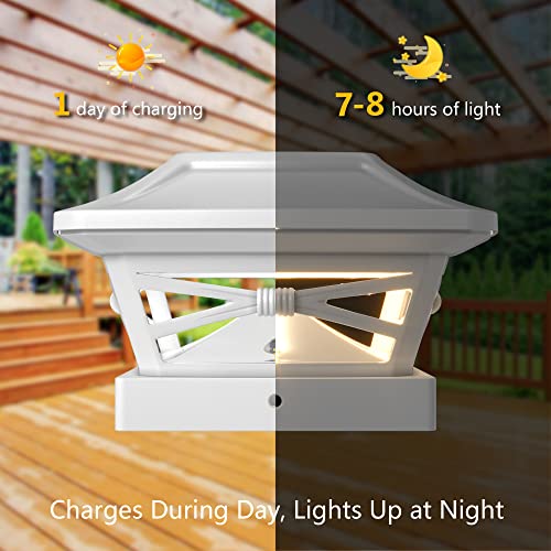 Davinci Lighting Renaissance Solar Outdoor Post Cap Lights - Includes Bases for 4x4 5x5 6x6 Posts - Bright LED Light - Pearl White (4 Pack)