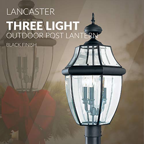 Sea Gull Lighting 8239-12 Lancaster Outdoor Post Lantern Outside Fixture, 24'' Height, Black
