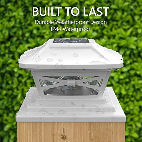 Davinci Lighting Renaissance Solar Outdoor Post Cap Lights - Includes Bases for 4x4 5x5 6x6 Posts - Bright LED Light - Pearl White (4 Pack)