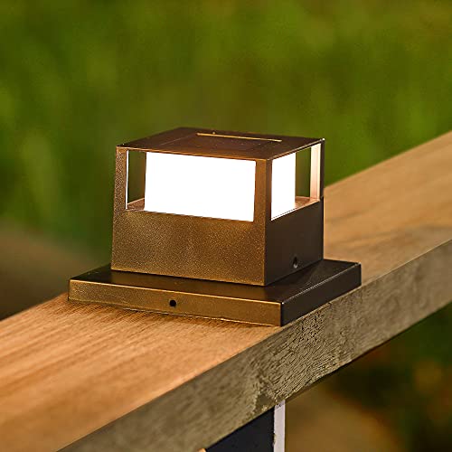 MAGGIFT 2 Pack Solar Post Lights, 20 Lumen Outdoor Warm White High Brightness SMD LED Lighting Solar Powered Cap Light, Fits 4x4, 5x5 or 6x6 Wooden Posts, Waterproof for Yard Fence Deck or Patio