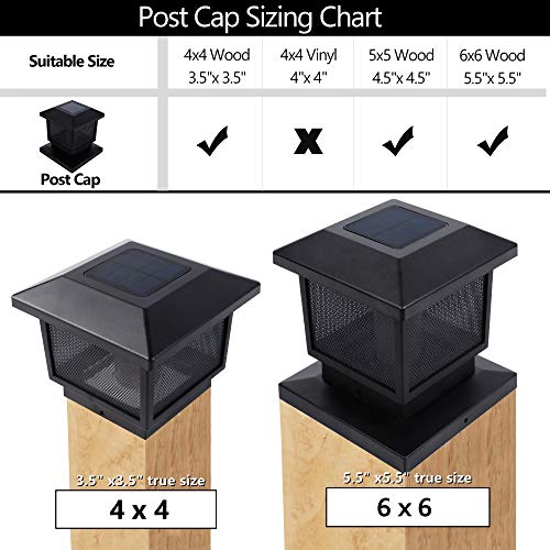 MAGGIFT 6 Pack Solar Flame Post Lights, Outdoor Brightness 72 SMD LEDs Flickering Flame Solar Powered Cap Light for Halloween Christmas, Fits 4x4, 5x5 or 6x6 Wooden Posts, for Yard Fence Deck or Patio