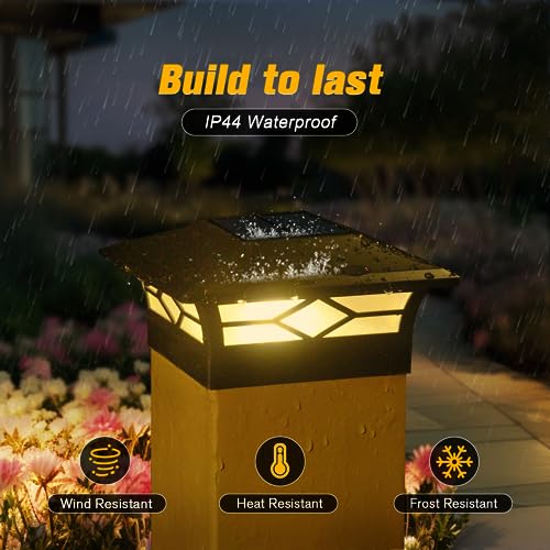 JOFIOS Solar Post Cap Lights Outdoor 12pack, Waterproof Solar Powered Deck Fence Post Lights for 4x4 Wood/Vinyl Posts, Solar Outdoor LED Light with Cool/Warm Lighting Decorate Garden Patio Porch…