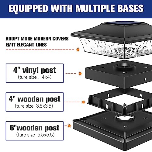 VOLISUN Solar Post Cap Lights Outdoor 4x4/6x6 Wooden/Vinyl Fence Post Cap Lights Solar Deck Post Lights Patio Garden,Warm White 2 Lighting Modes Waterproof,ABS Shell Lens Black (12 Pack)