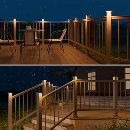 VOLISUN 4x4 Solar Post Cap Light Outdoor Waterproof 12pack,Solar Fence - Post Lights for 4x4 Wooden/Vinyl Post,Black Deck Post Cap Light Solar Powered for Garden/Patio/Porch