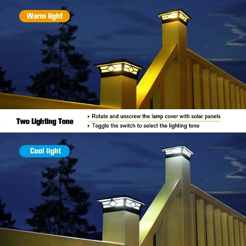 JOFIOS Solar Post Cap Lights Outdoor 12pack, Waterproof Solar Powered Deck Fence Post Lights for 4x4 Wood/Vinyl Posts, Solar Outdoor LED Light with Cool/Warm Lighting Decorate Garden Patio Porch…